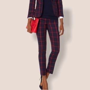 The Limited Drew Fit Navy/Red Plaid Pants Size 0